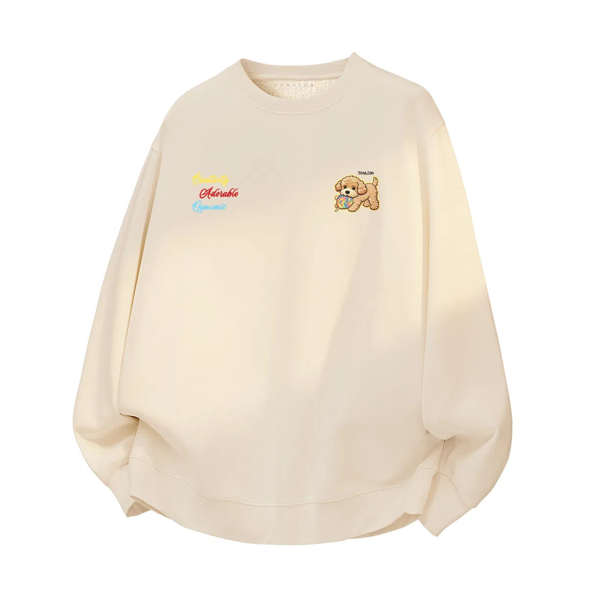 Детский свитшот с принтом плюшевого щенка Tonlion, Цвет (Fleece thickening)Light rice (tn rainbow teddy)