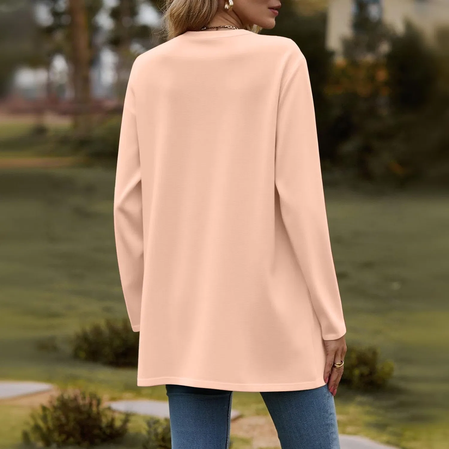 Женский кардиган с длинным рукавом V-образным вырезом, Oro Rosa — фото 3