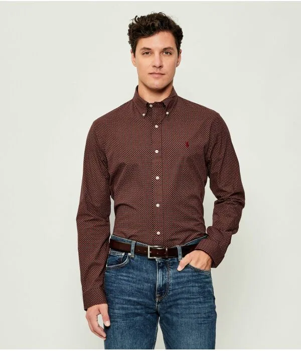 Мужская рубашка custom slim fit Polo Ralph Lauren, Bordeaux