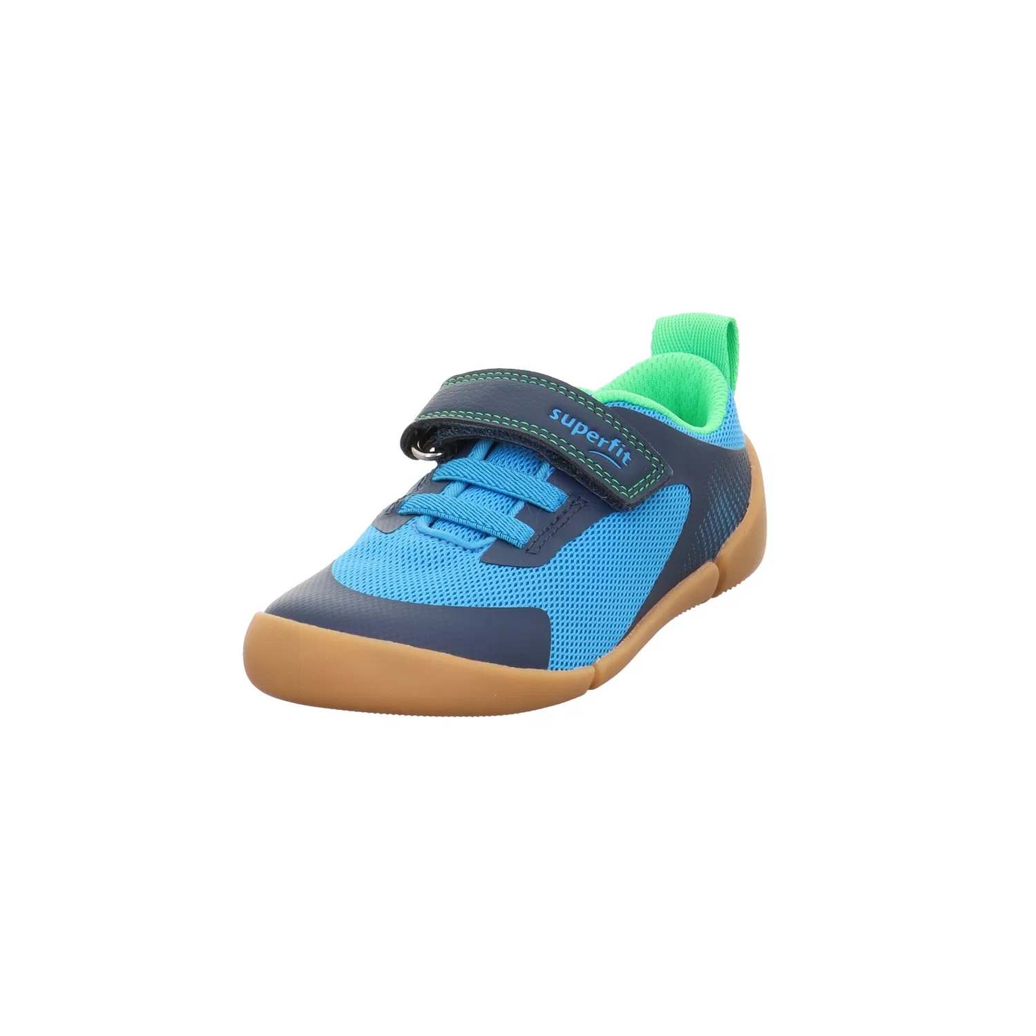 Детские барефут-кроссовки с эластичными шнурками Superfit, Blue-Light Green