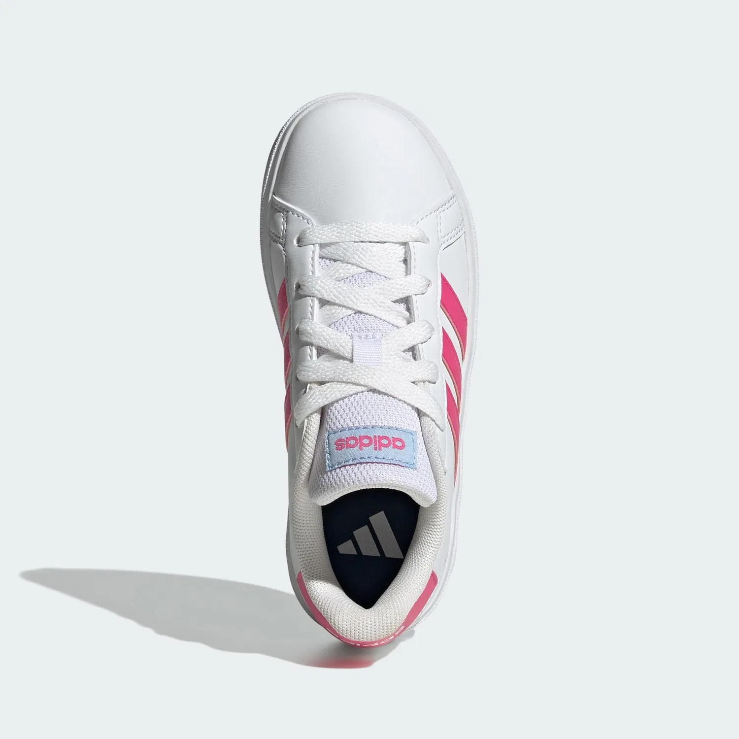 Детские кроссовки для мальчиков с полосками Grand Court Lifestyle Tennis Lace-up Adidas, Ftwr White Pulse Magenta Glow Blue — фото 3