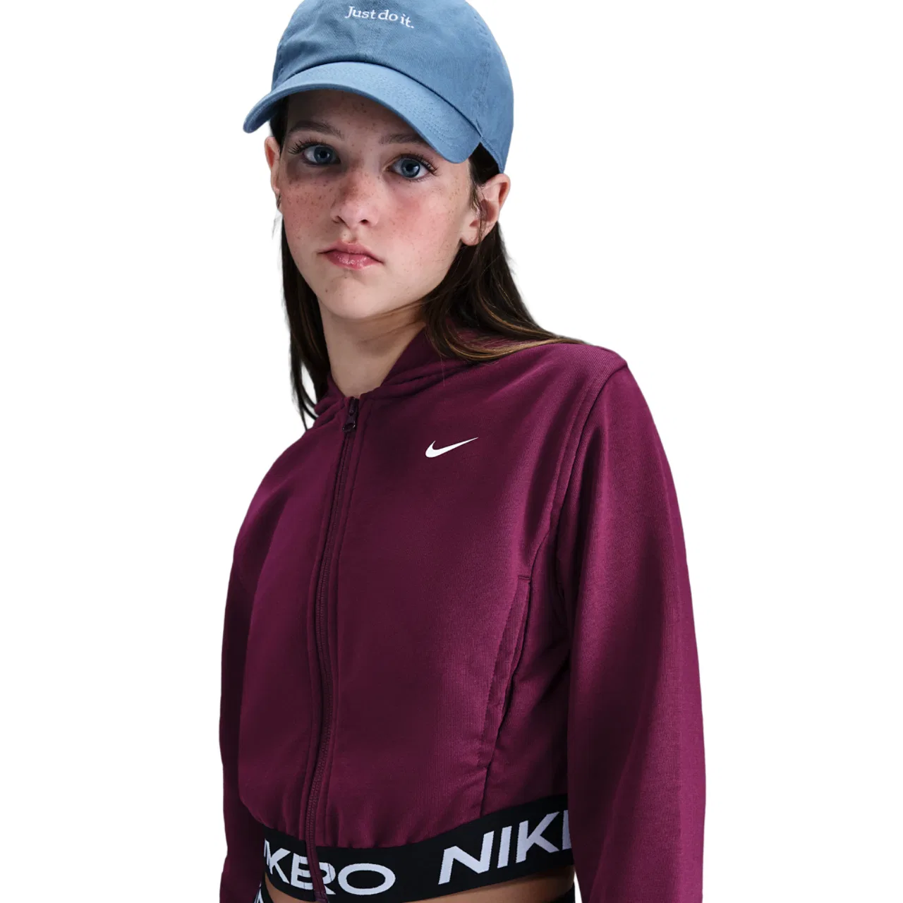 Детское худи на молнии Dri-FIT Full-Zip Fleece Nike, цвет Bordeaux/Black/White