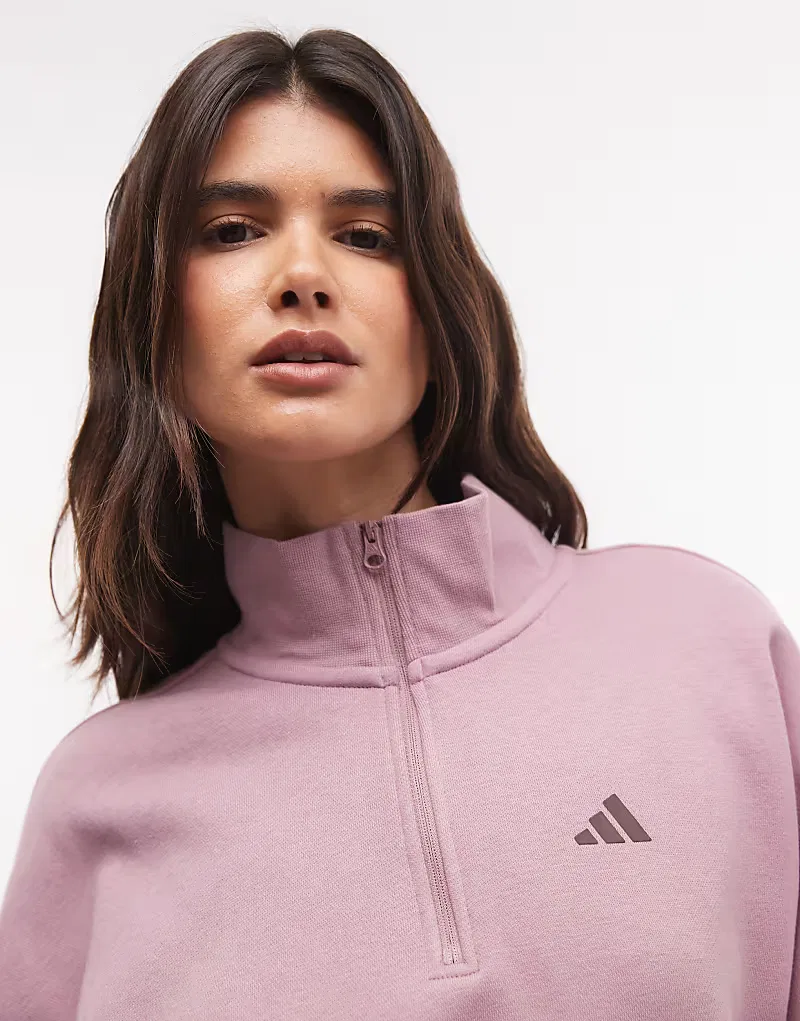 Свитер Adidas Performance Three Stripes Studios Short Zip Sweater фиолетового — фото 3