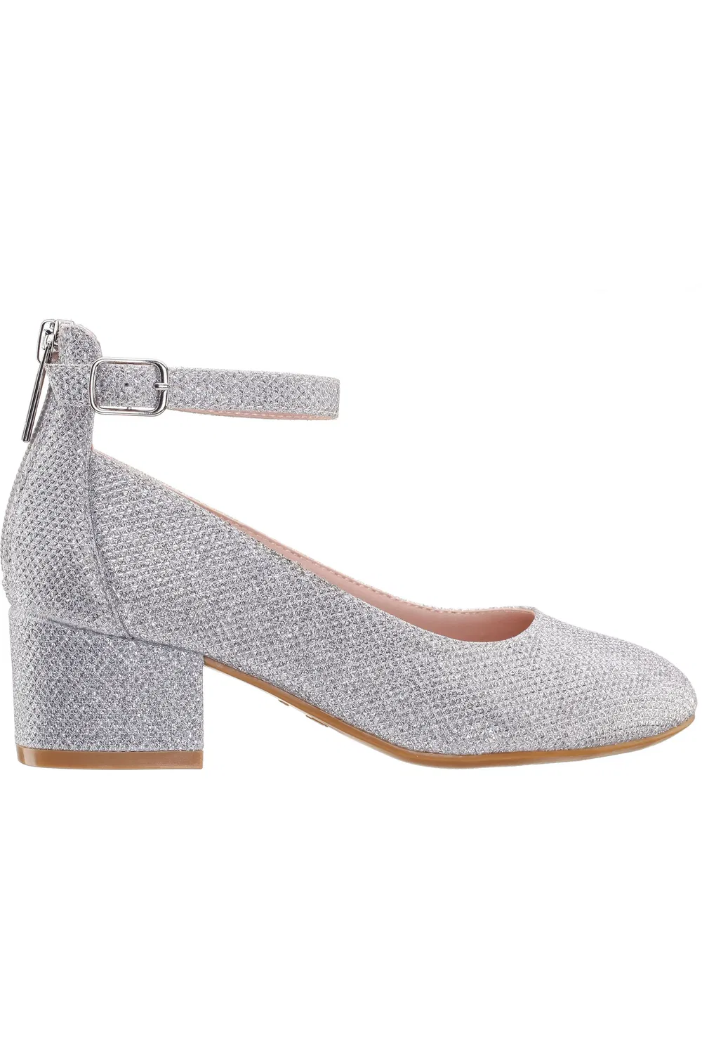 Детские туфли на каблуке с пряжкой Lennie Nina, Silver Sparkle Fabric — фото 3