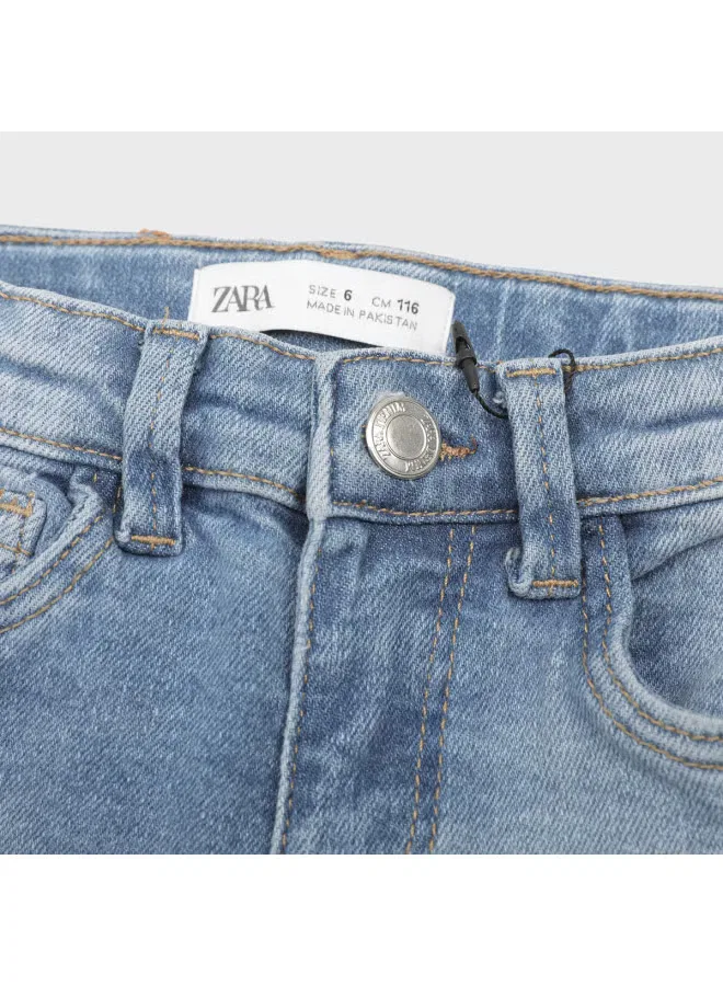 Джинсы прямые с принтом American Vintage Zara, синий — фото 4