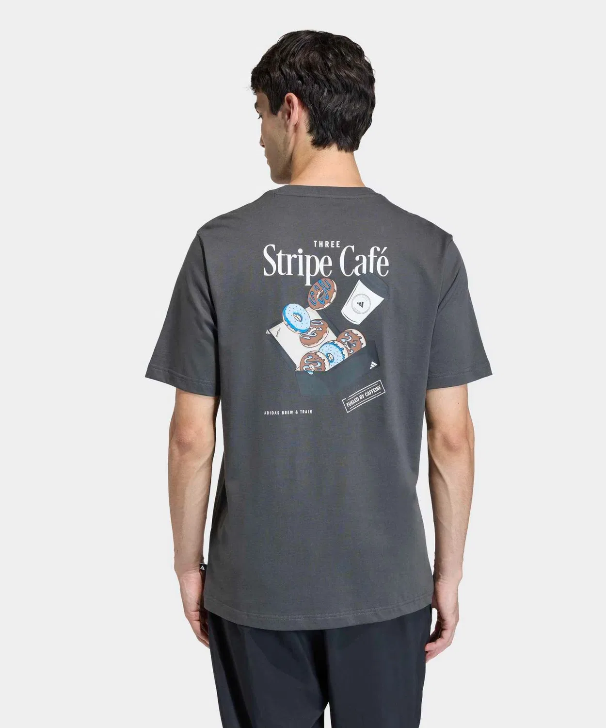 Мужская футболка с принтом Coffee Cafe Donut Box Graph T-Shirt Adidas, Grey — фото 2