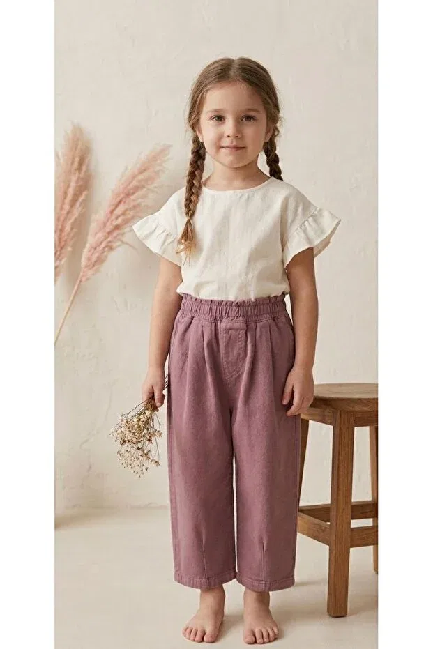Детские брюки для девочек широкие с завышенной талией Balloon pants La Ciel Paris, Pink