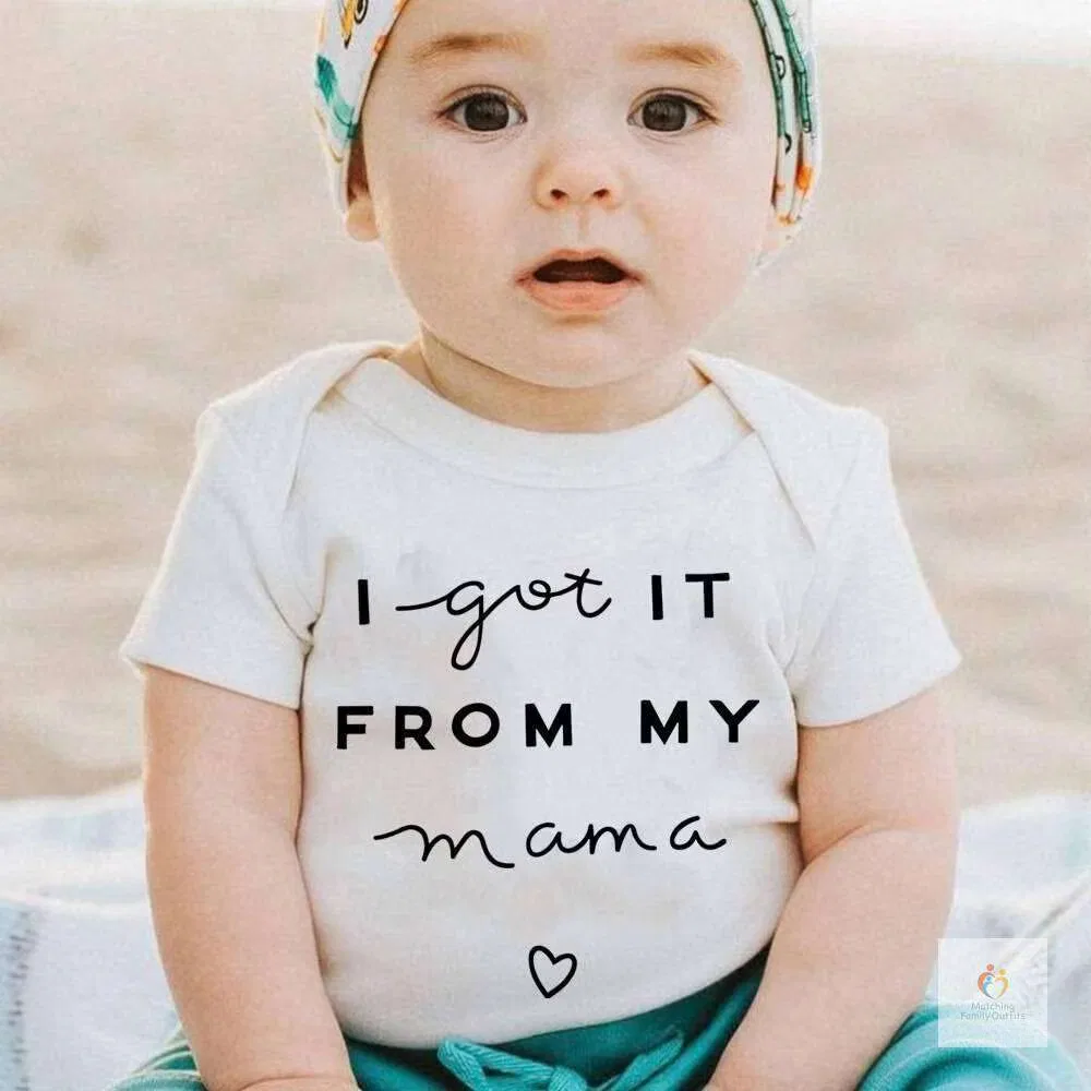 Боди-комбинезон с принтом и надписью I Got It From My Mama Matching Family Outfits, белый