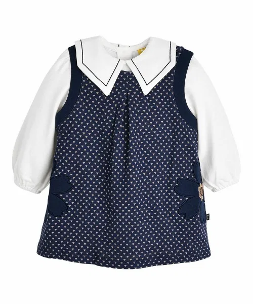 Детский комплект из платья и топа с цветочными аппликациями moimoln, Navy — фото 2