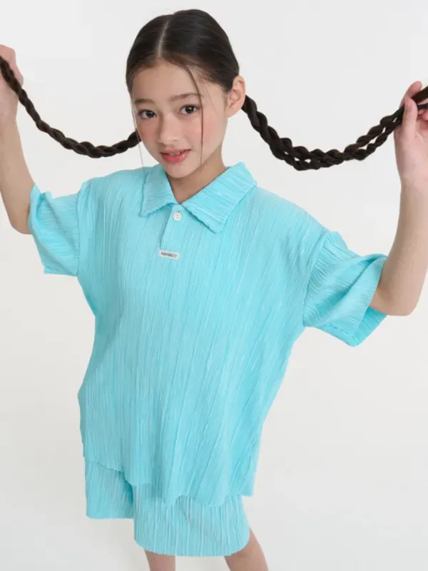 Футболка с воротником и плиссе, Collar pleated t-shirt A-Market, мята