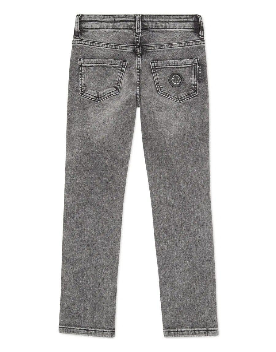 Джинсы Philipp Plein Regular Jeans серого цвета — фото 2