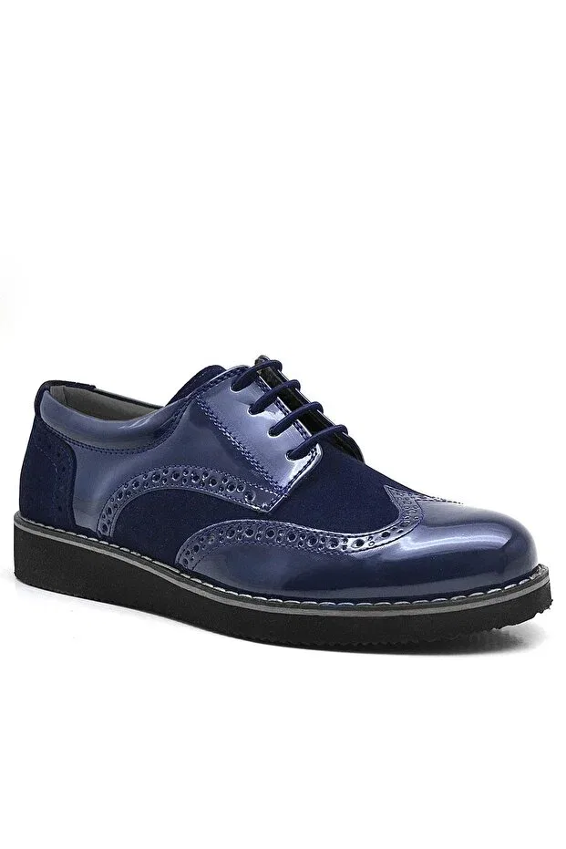 Детские классические туфли для мальчиков из лаковой кожи Hidra Rakerplus, Navy Blue — фото 2