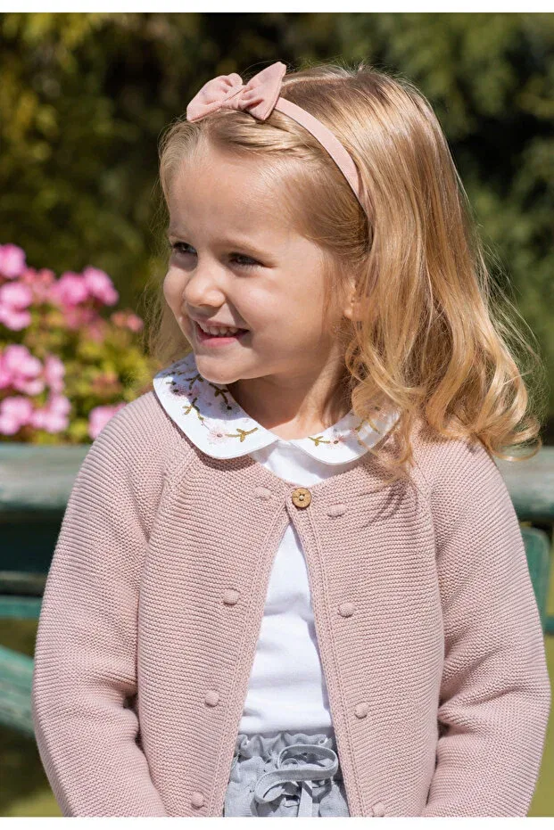 Детский кардиган для девочек органический кнопочный L L Louiou Baby Gifts, Rose Pink — фото 2