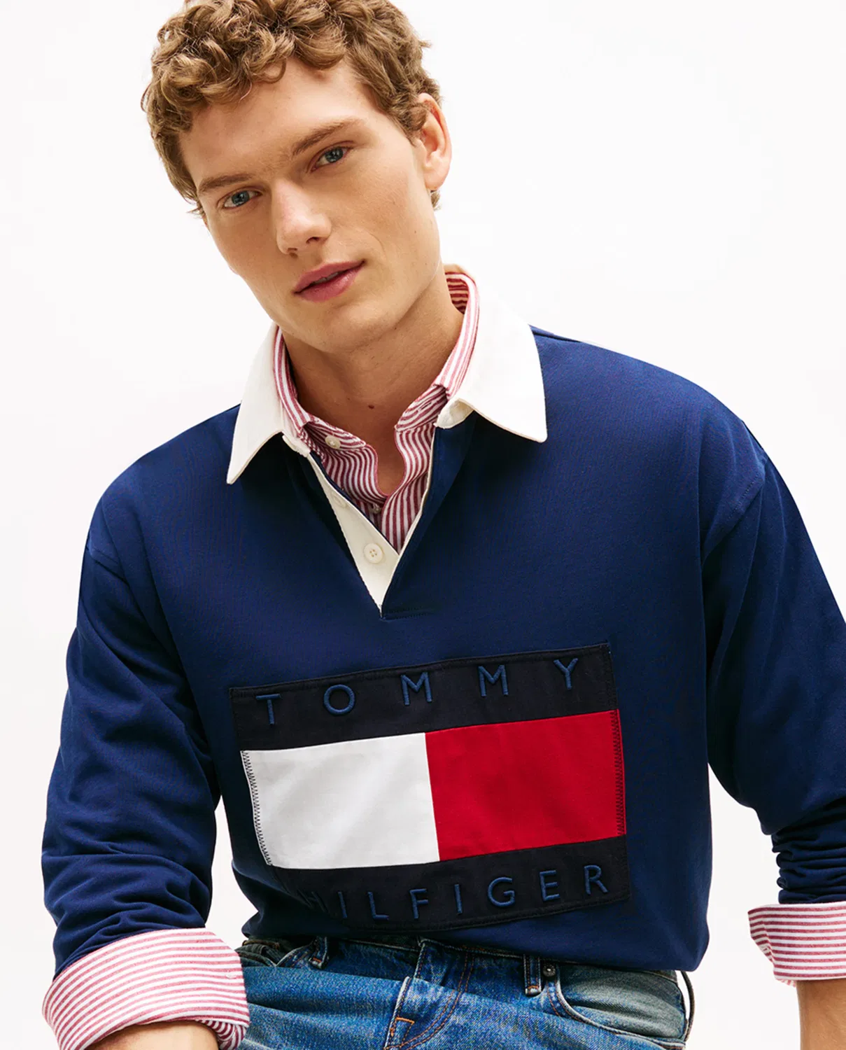 Мужская свитшот-поло с принтом Tommy Hilfiger, Azul Marino — фото 3