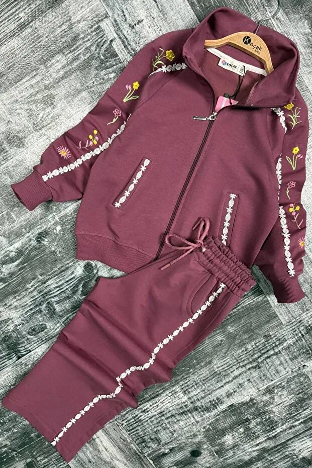 Детский спортивный костюм для девочек с вышивкой Minigimin Cicileri, Plum — фото 3