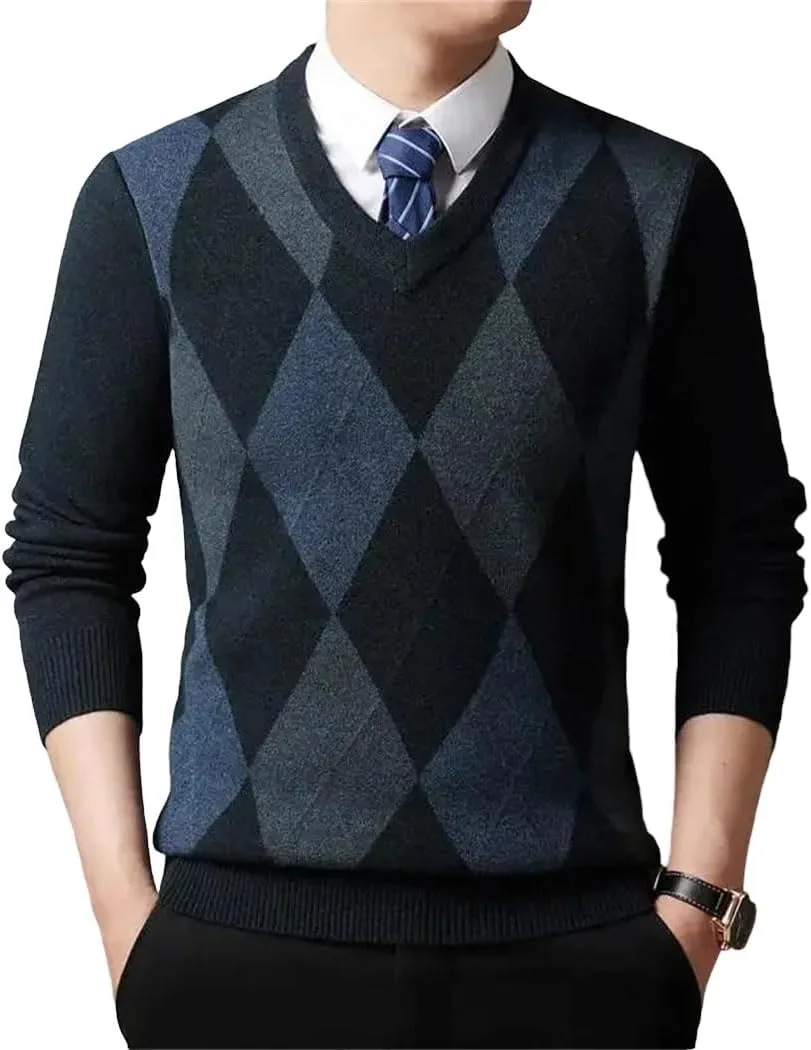 

Мужской вязаный свитер с V-образным вырезом