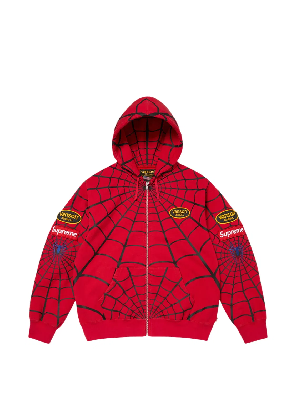 Худи Spider-Man из коллаборации с Vanson Leathers x Marvel Supreme, красный
