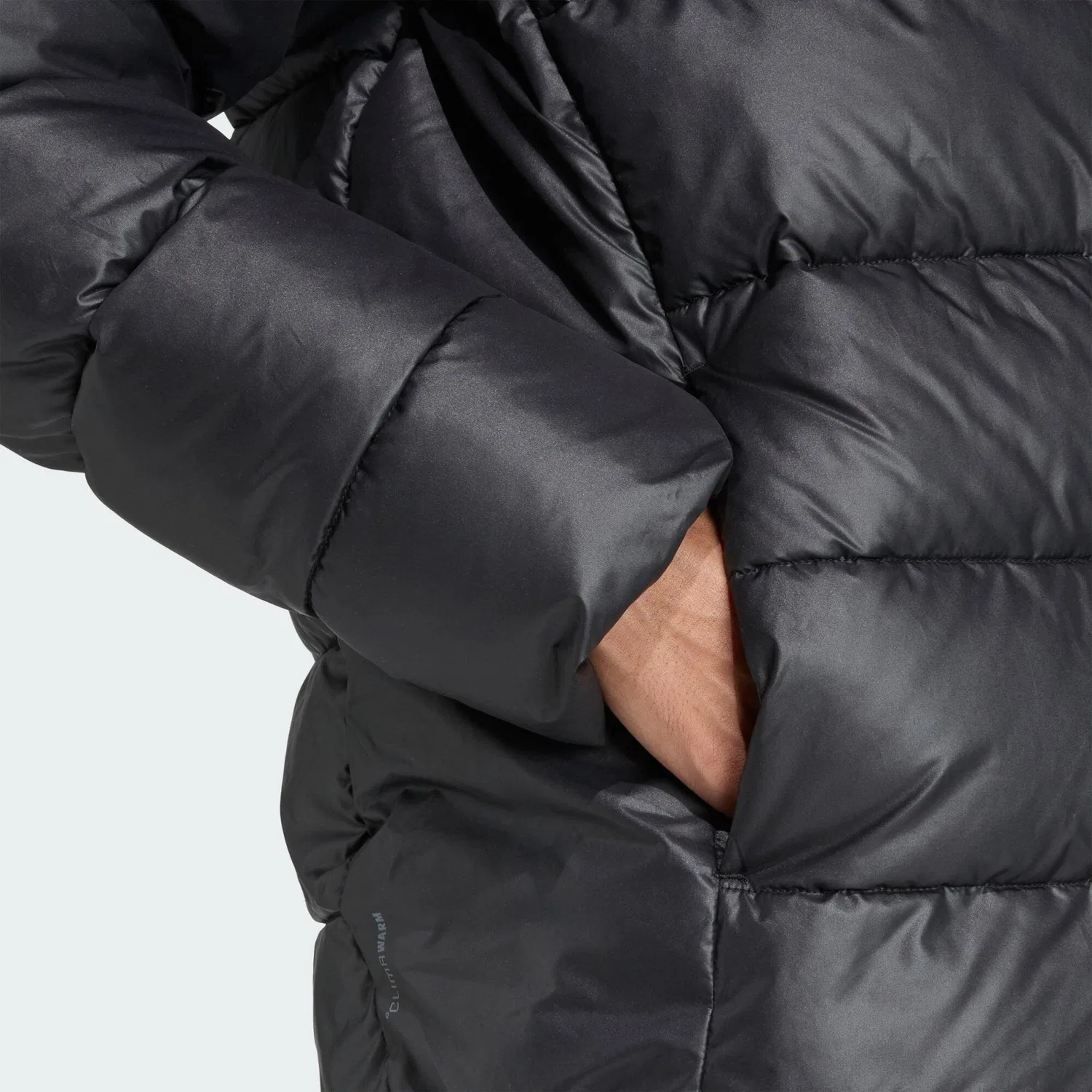Мужская утепленная стеганая куртка с капюшоном Essentials CLIMAWARM Adidas, Schwarz — фото 4