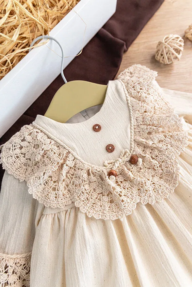 Детское платье для девочек кружевное Babymod, Cream — фото 2