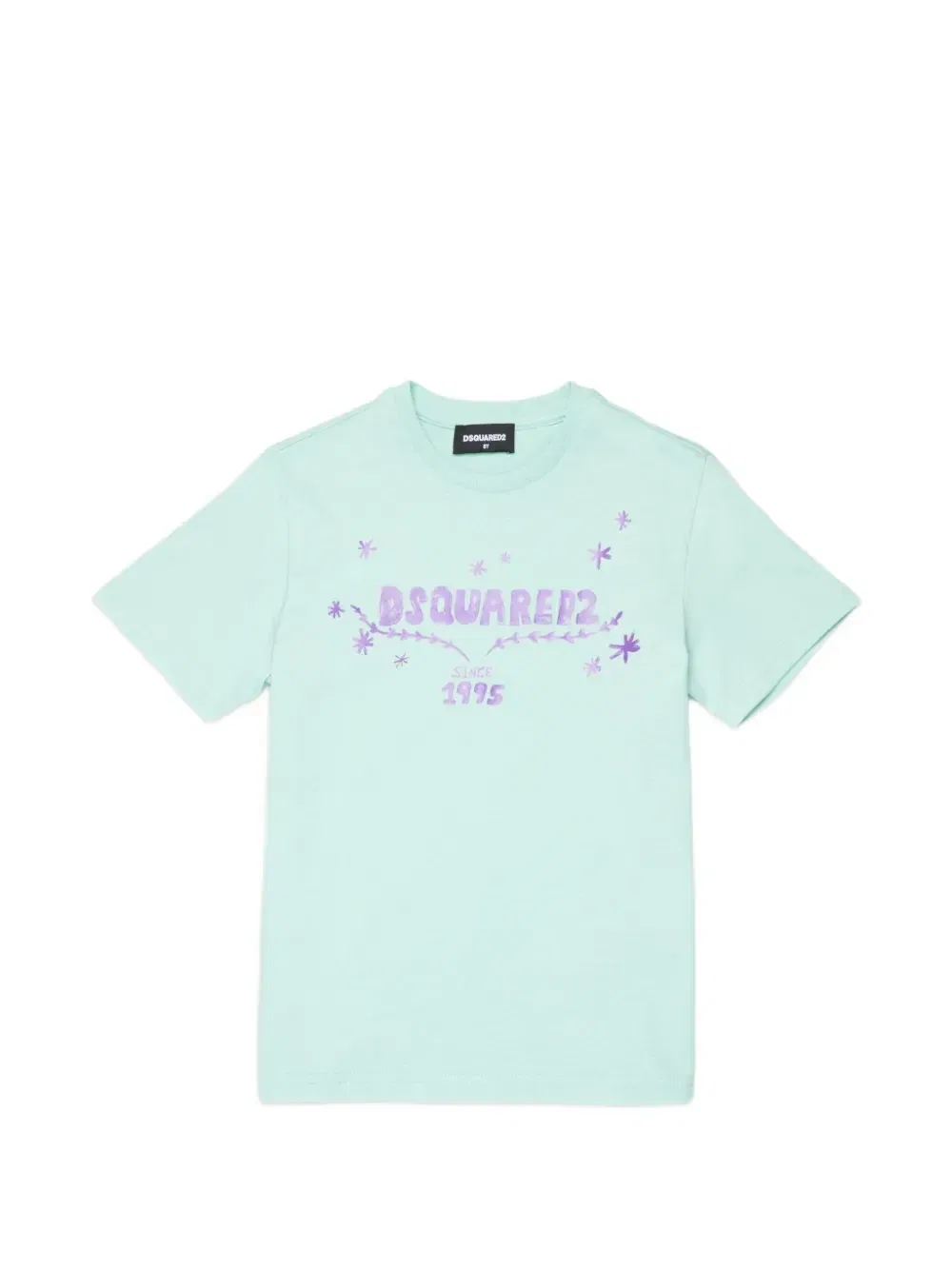 Футболка с логотипом и цветочным узором DSQUARED2 KIDS, зеленый