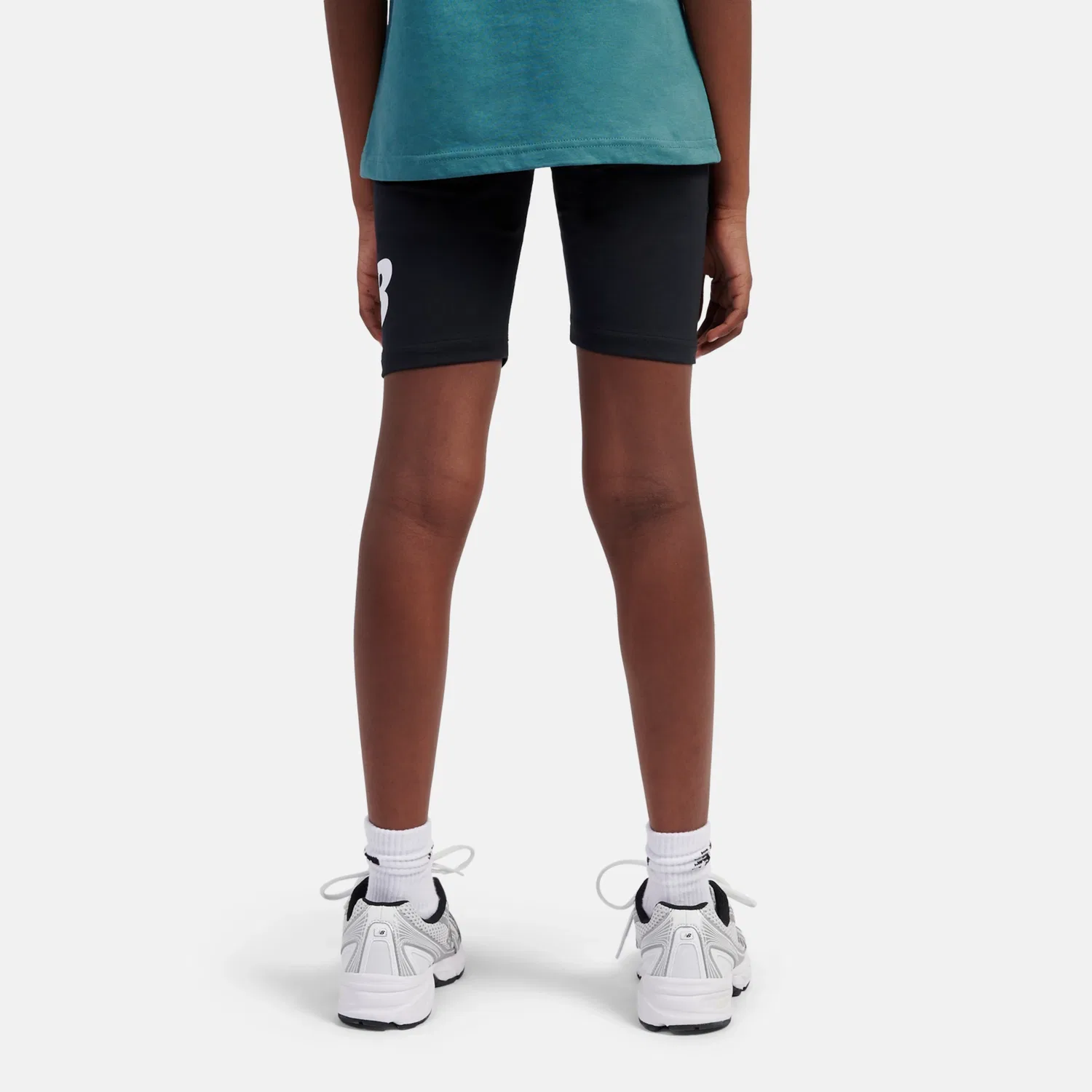 Детские велосипедные шорты с принтом логотипа Stacked Logo New Balance, Black — фото 4