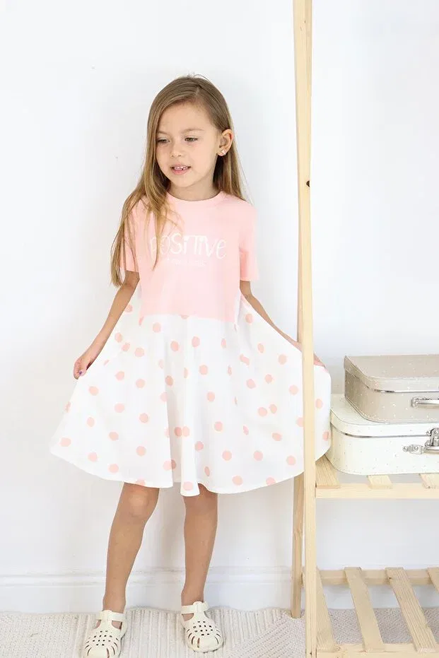 Детское платье для девочек хлопковое Polka dot dress Miababy, Pink — фото 3