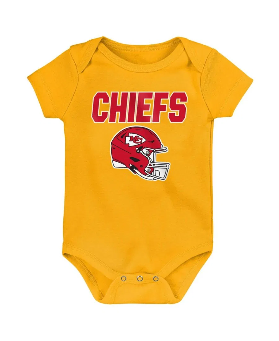Комплект из трех боди с коротким рукавом, с принтом, Kansas City Chiefs Littlest Player Outerstuff, Yellow Red — фото 4