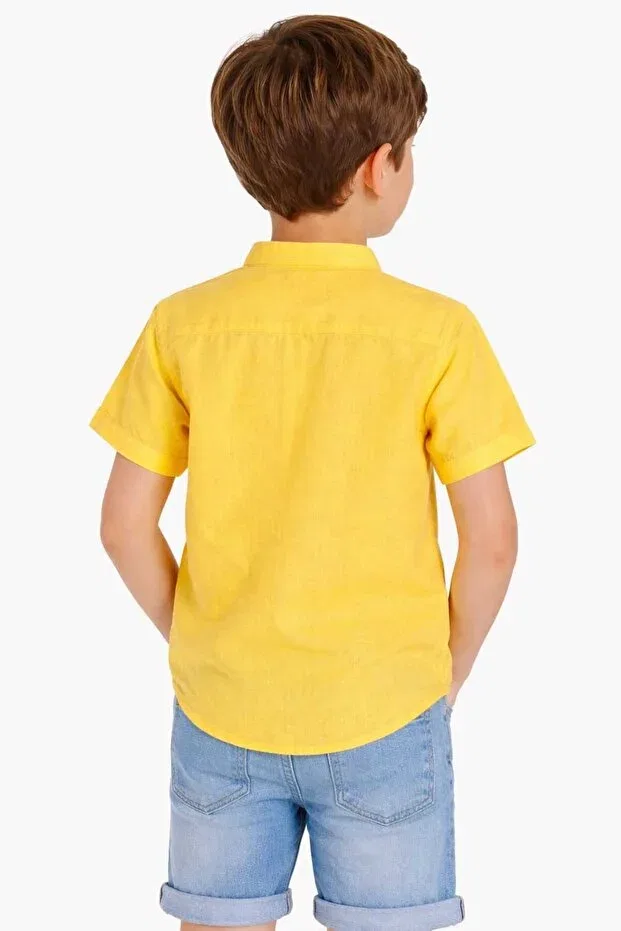 Детская рубашка для мальчиков хлопковая Calemore, Yellow — фото 4