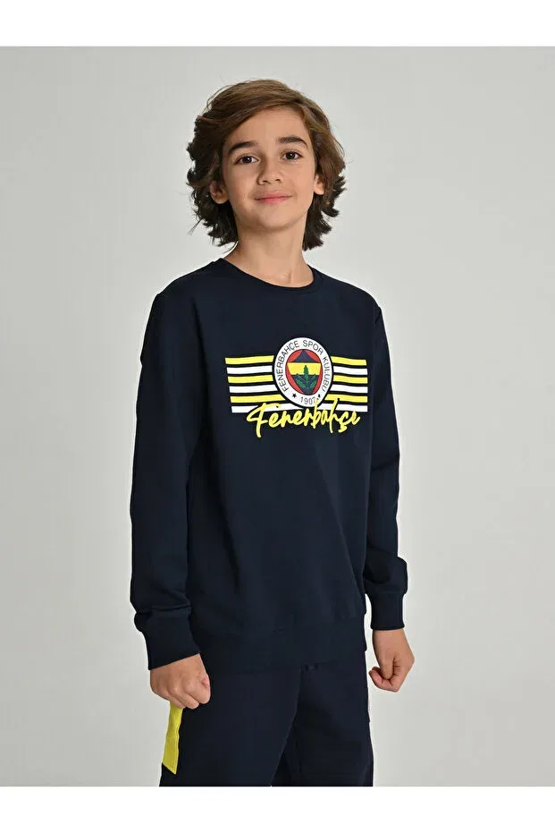 Детские свитшот для девочек с принтом Children'S Tribun Striped Fenerbahce Sweatshirt Fenerium, Fb Laci New — фото 4