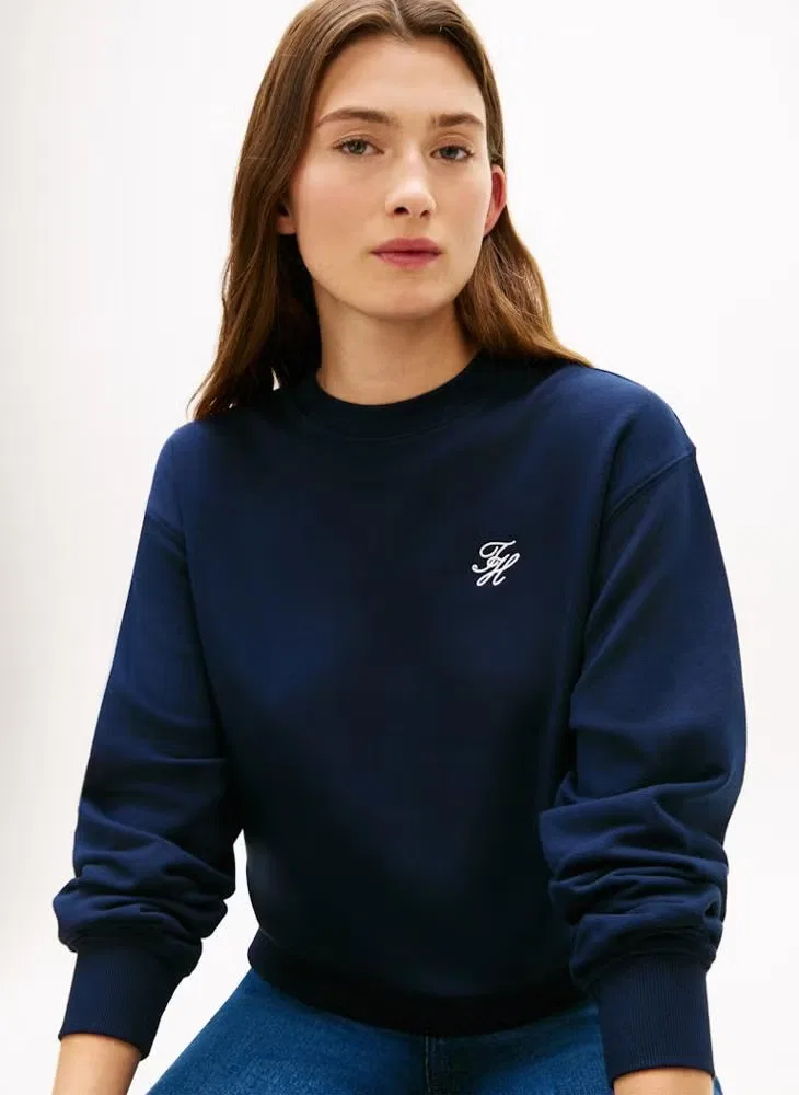 Свитшот с вышивкой логотипа Tommy Hilfiger, темно-синий — фото 3