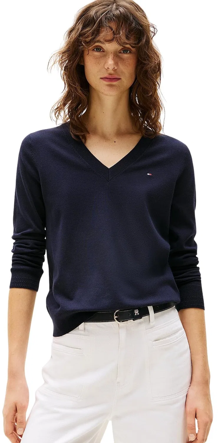 Женский свитер с V-образным вырезом Co Jersey Stitch Tommy Hilfiger, Desert Sky