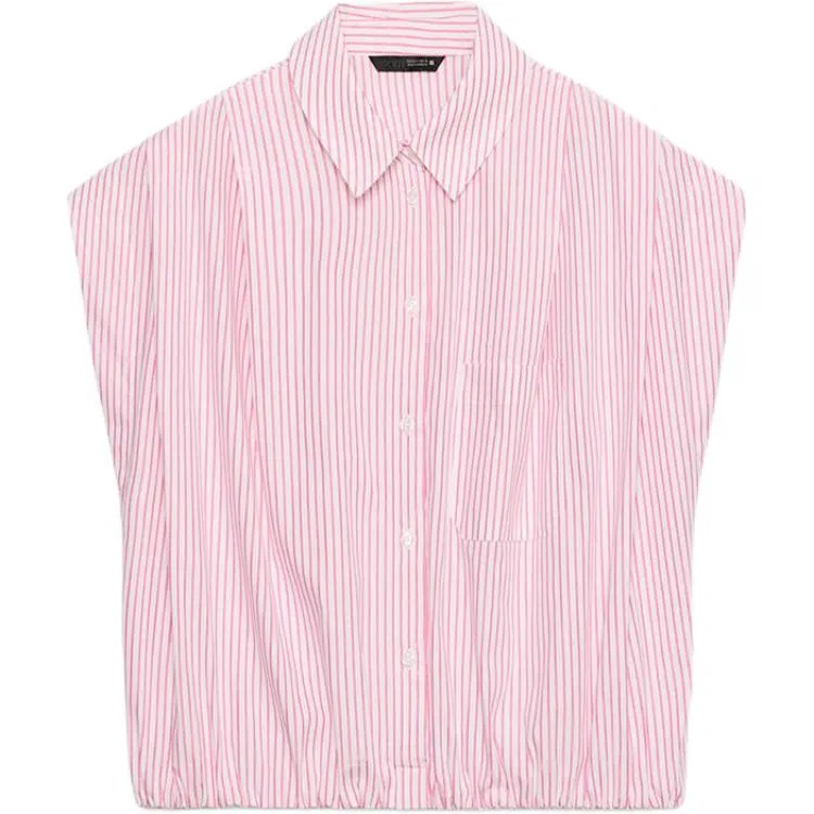 Женская рубашка с лацканами Pink/White ZARA