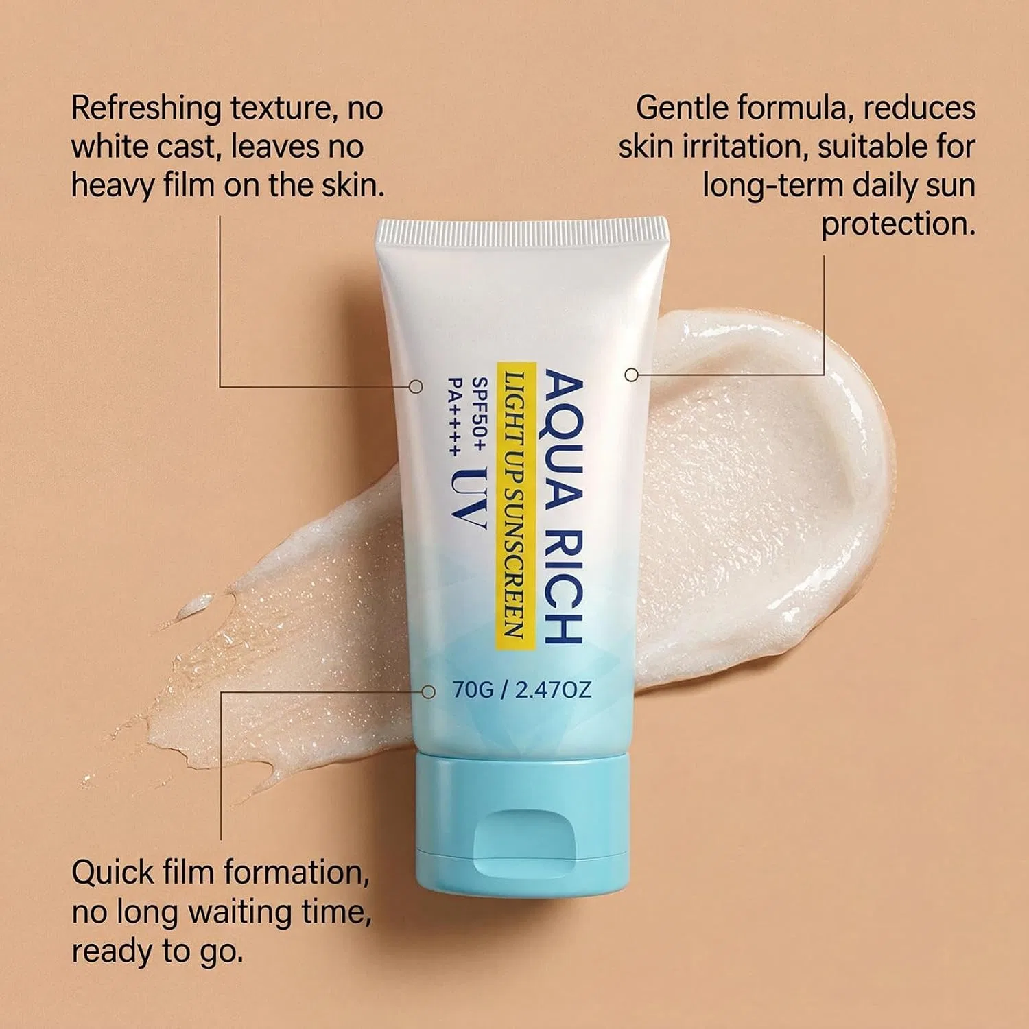 Солнцезащитный крем для лица, SPF50+, 70 г, мультиколор Generisch — фото 3