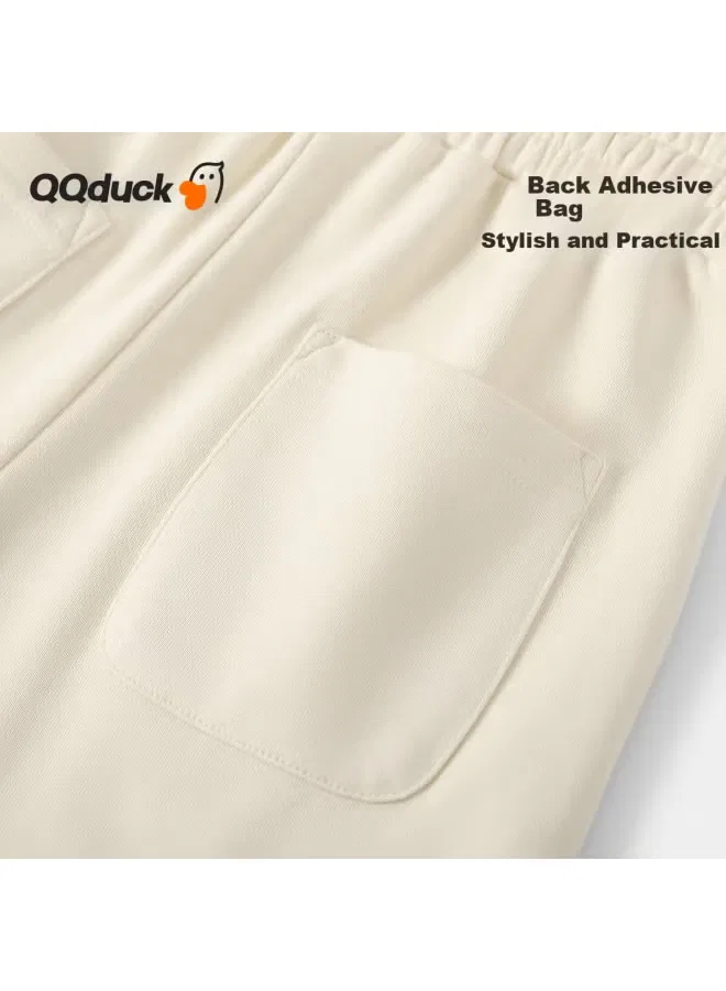 Широкие брюки для девочек из хлопка Qq Duck, айвори — фото 4