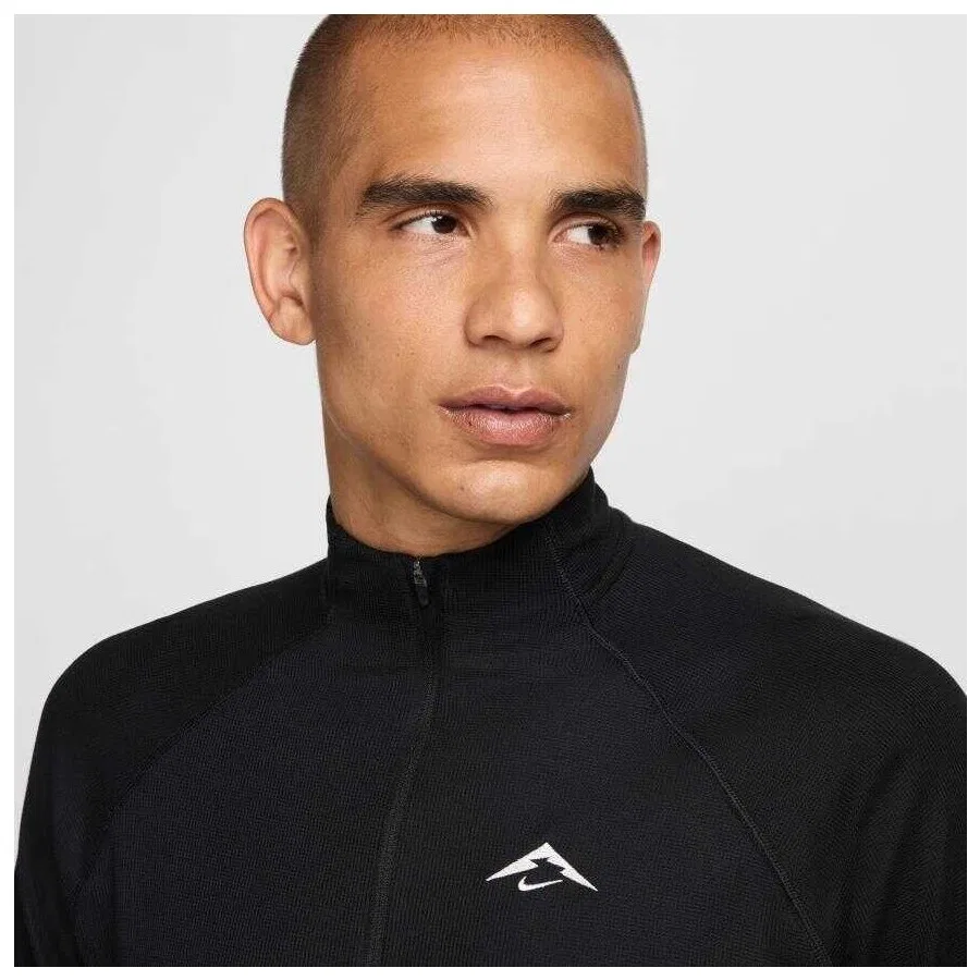 Мужская техническая футболка с длинным рукавом Dri-FIT Mid Layer Trail Running 1/2 Zip Nike, Черный — фото 3