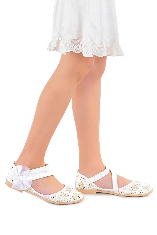 Детские балетки для девочек из искусственной кожи Kiko Kids, White — фото 3