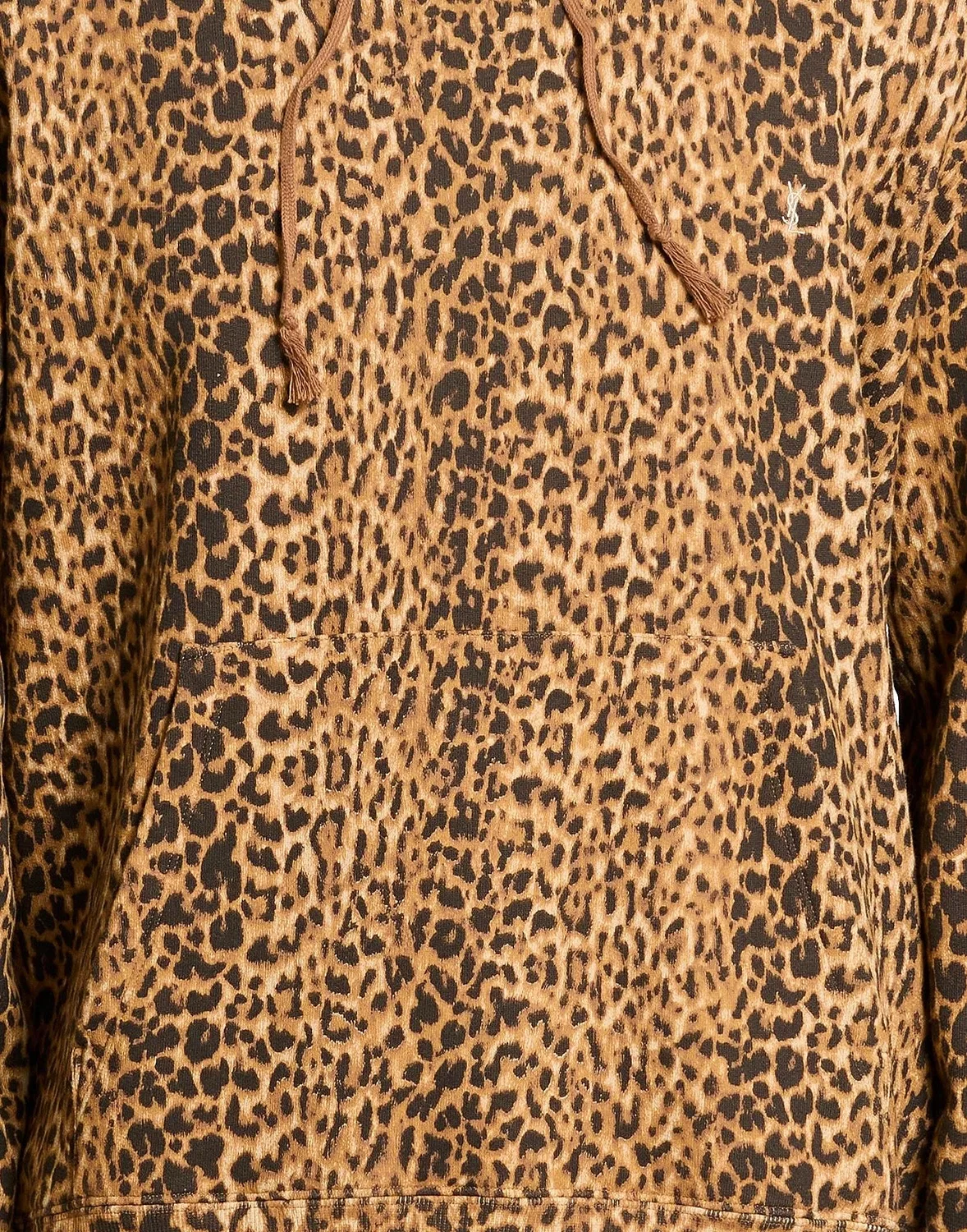 Мужской флисовый свитшот с капюшоном с леопардовым принтом Saint Laurent, коричневый — фото 4