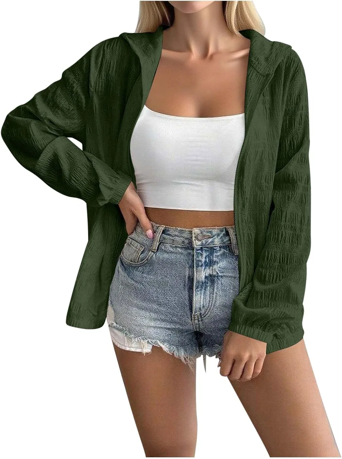 Женская легкая ветровка с текстурным жаккардом APPointed, Army Green