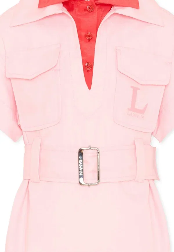 Платье-рубашка с поясом, Lyocell, Vestiti, Lanvin, Pink, розовый — фото 3