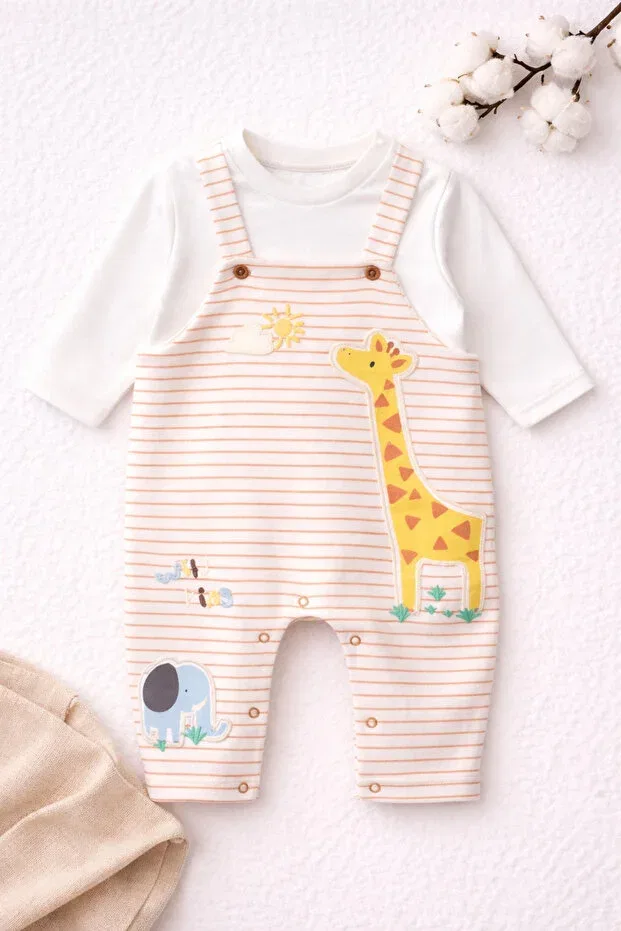 Детский комбинезон с принтом Safari Friends Overall Set The Nest Kids, Multicolor — фото 3