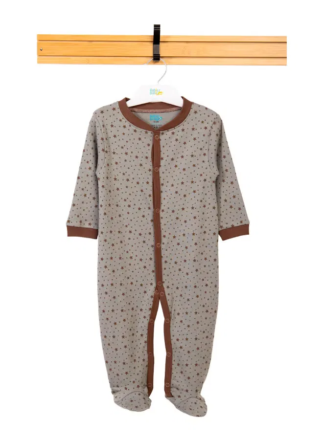 Боди-комбинезон с принтом из хлопка для малышей Babies Basic, коричневый