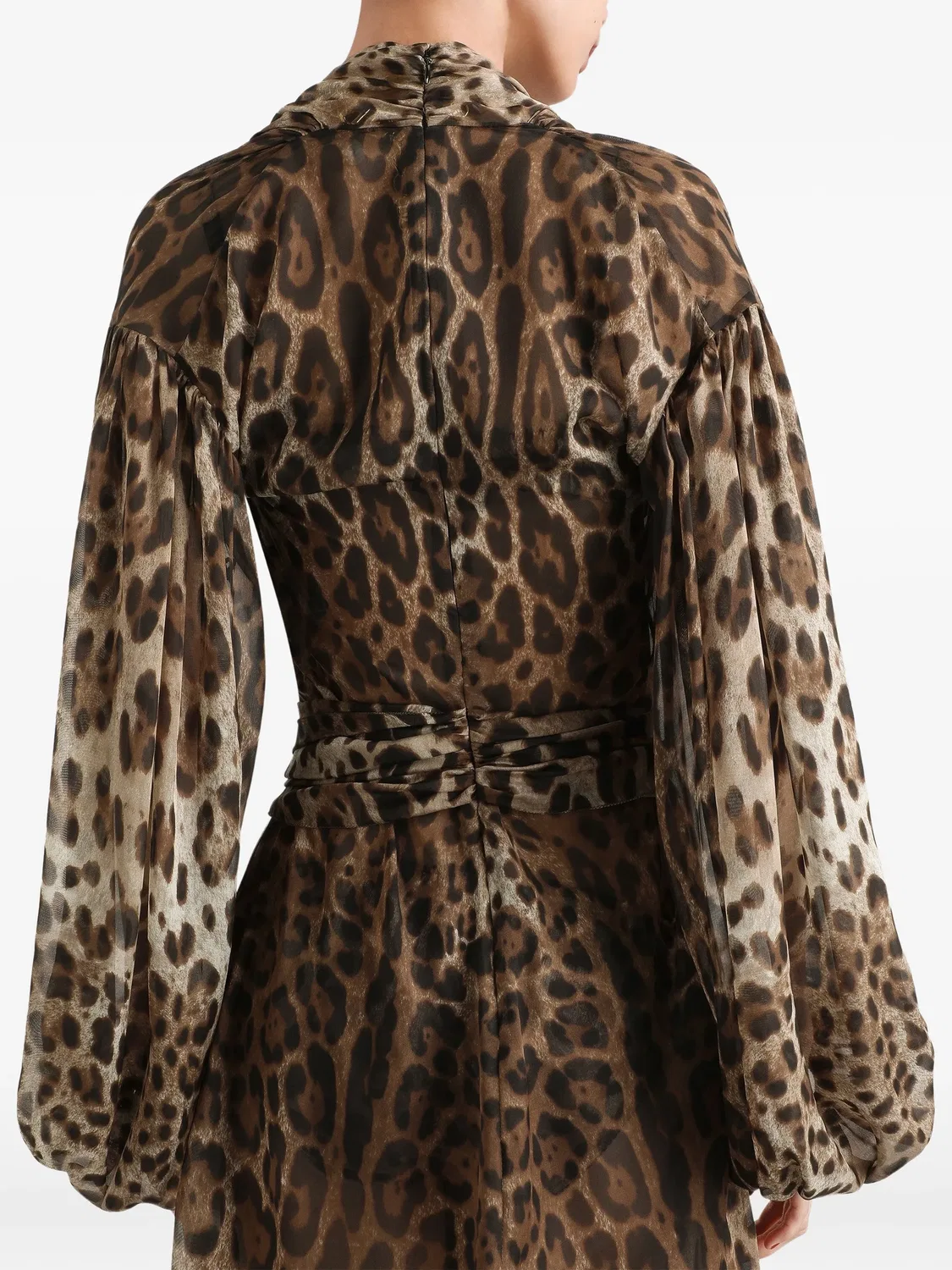 Платье с леопардовым принтом Dolce & Gabbana, нейтральные цвета — фото 4