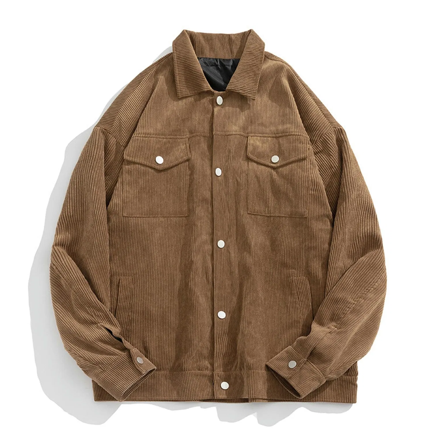 Мужская куртка из вельвета в рубчик с вышивкой, модель Top-Marrone-XXL, Brown