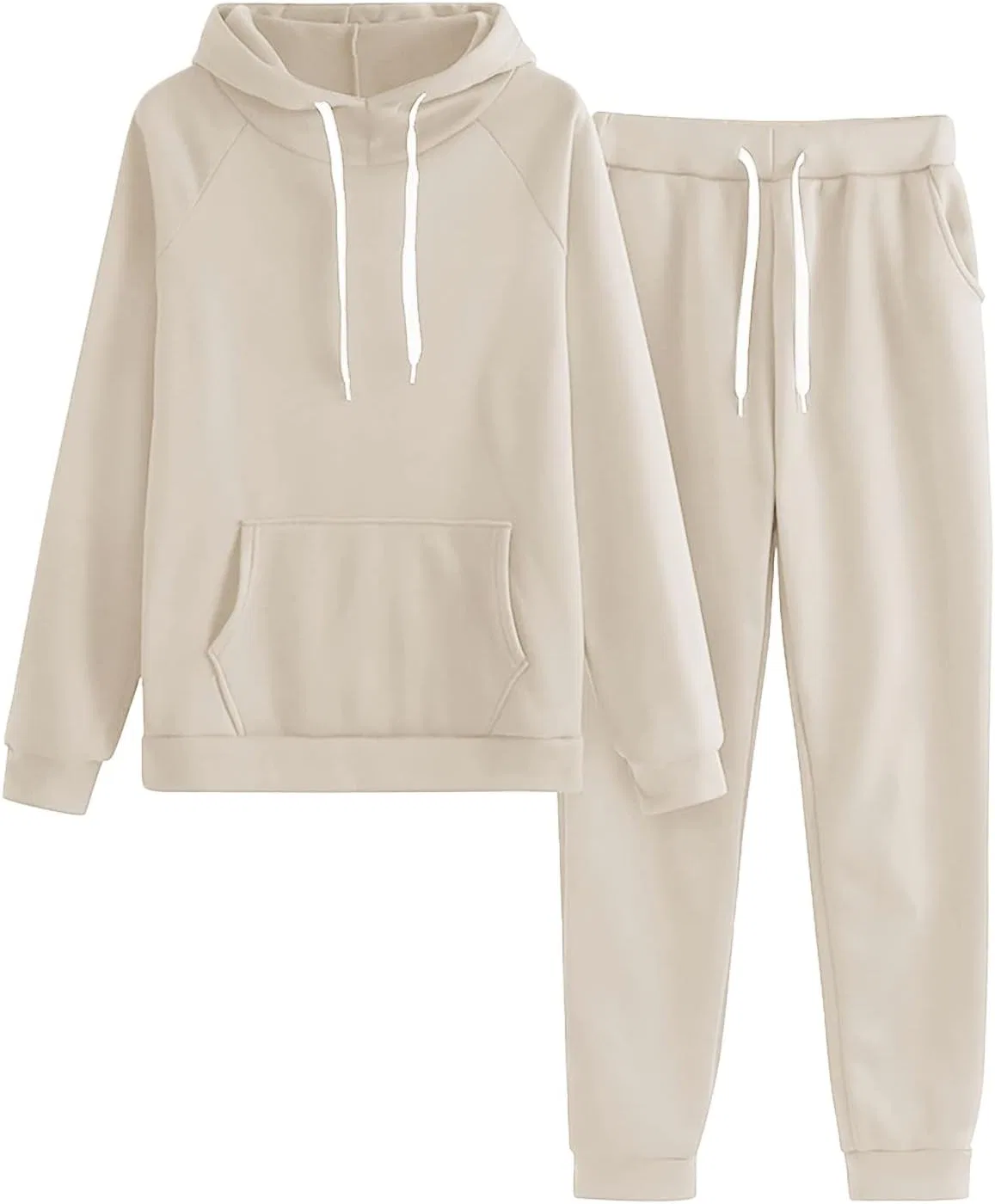 Женский спортивный комплект из худи и джоггеров, Oversized Hoodie with Pockets, бежевый