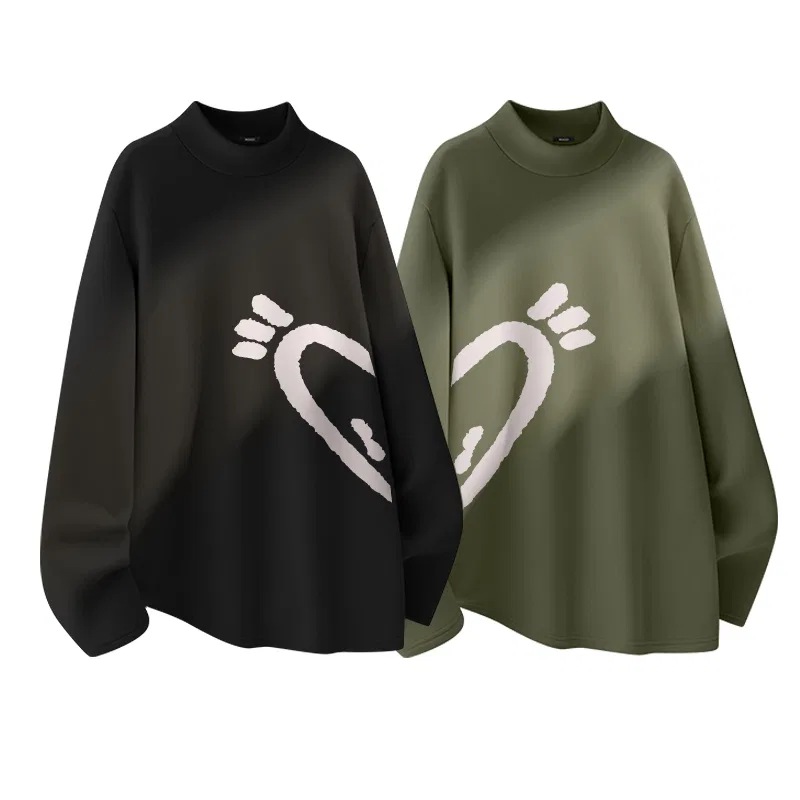 Детский комплект футболок с начесом MINISO, 2 шт, Black, Army Green