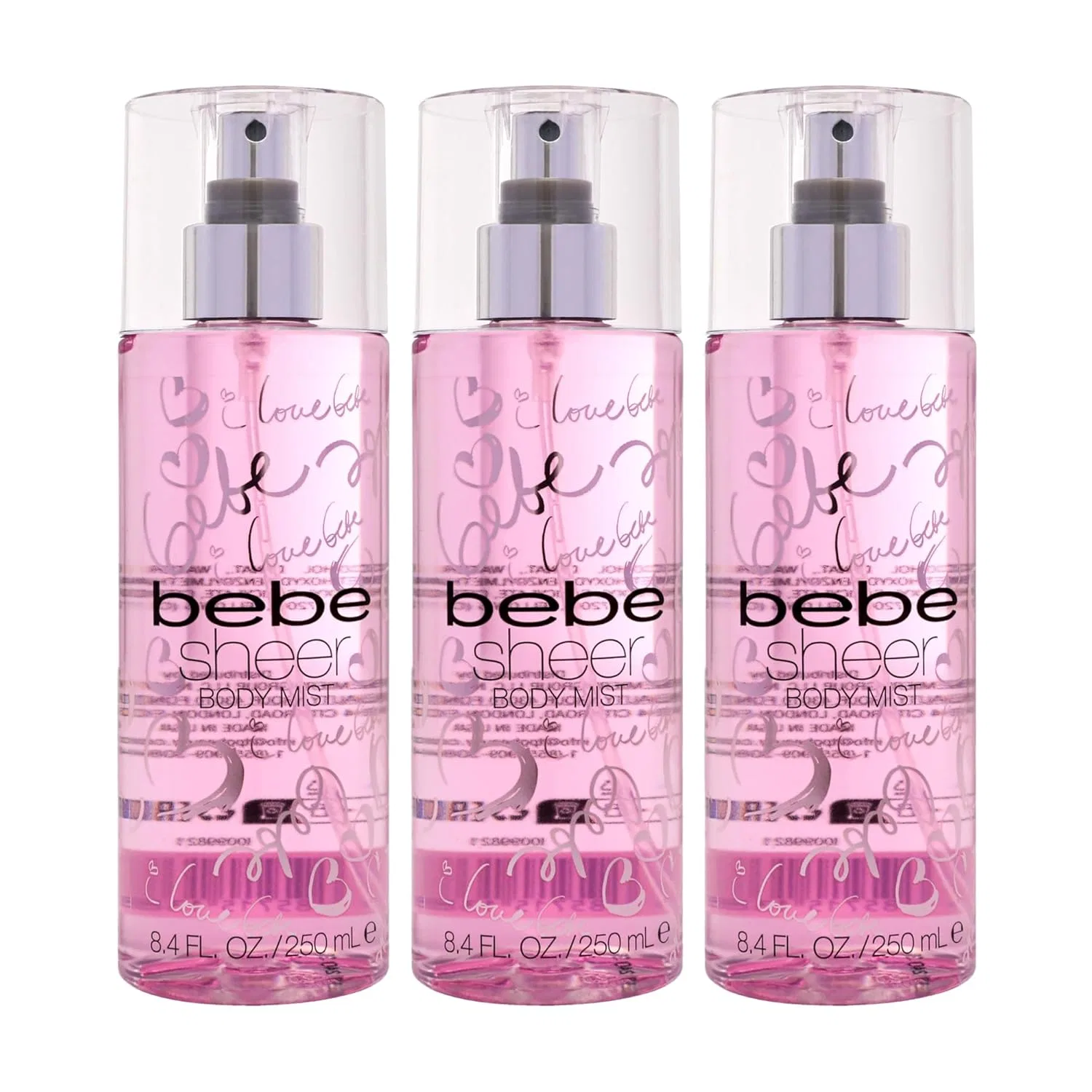 Bebe Спрей для тела Sheer, набор 3 шт, 250 мл