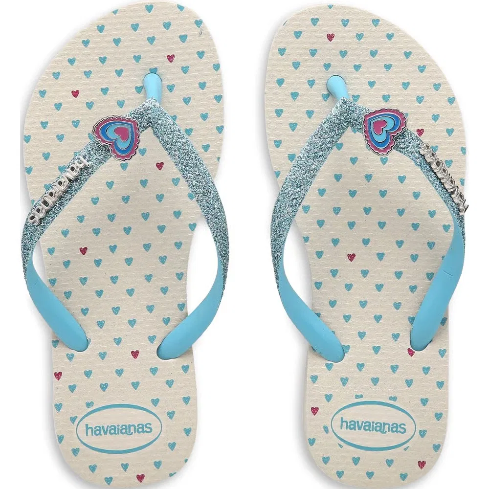 Детские тонкие сандалии-шлепанцы с блестками Havaianas, Blue Glitter — фото 4