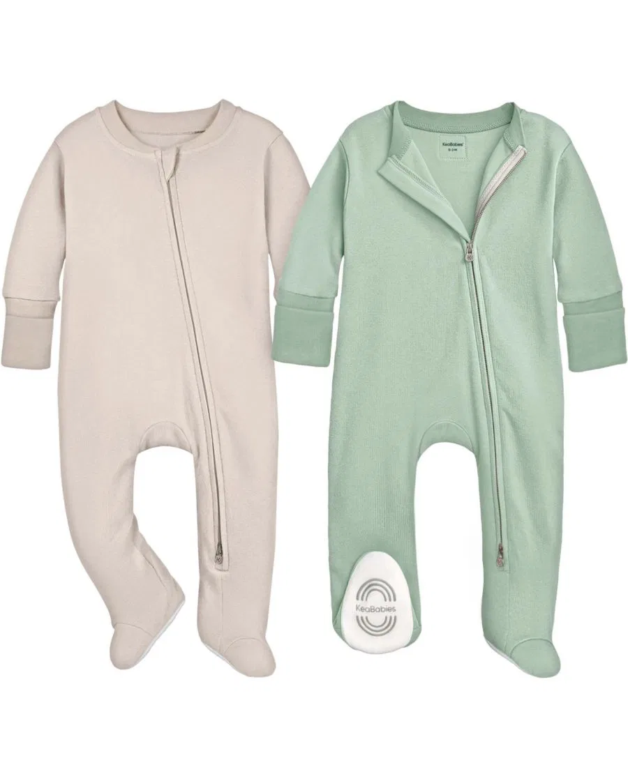 Комплект детских пижам-слипов Soothe Sleep N' Play, 2 шт., хлопок KeaBabies, Sage
