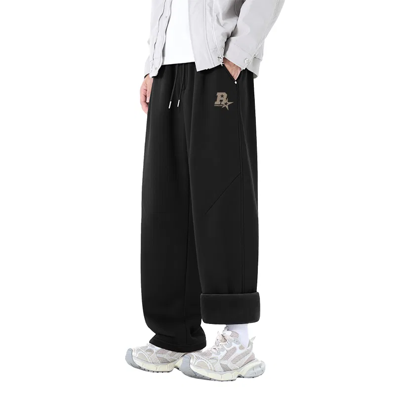 Детские спортивные брюки из хлопка с начесом R-Star Pattern Print Tonlion, Коричневый — фото 3