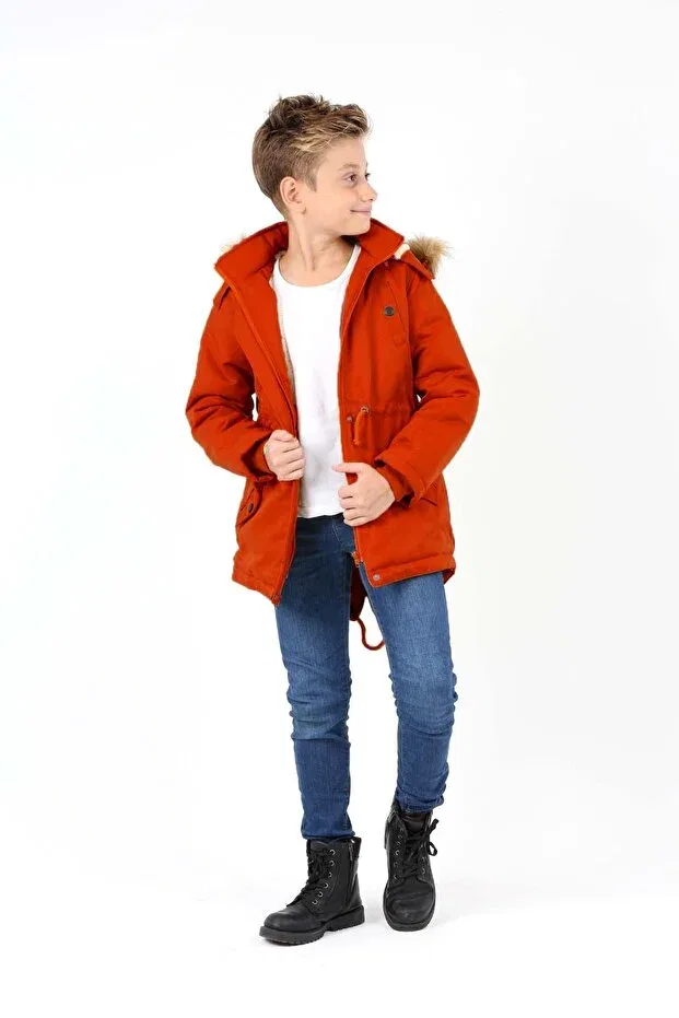Детское зимнее пальто для мальчиков утепленное Asortix, Orange — фото 3